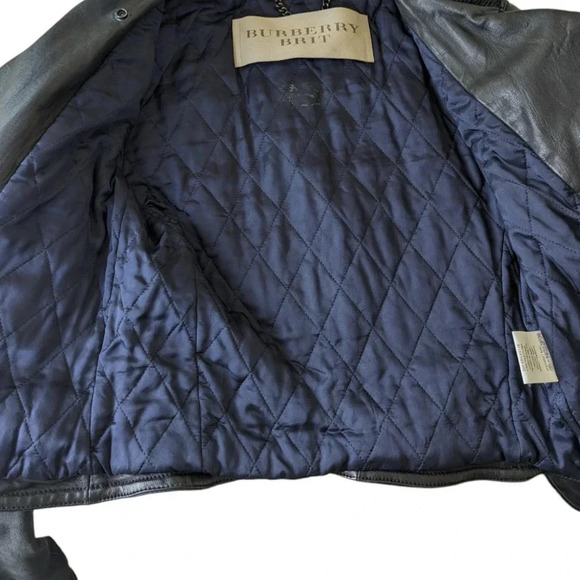 Burberry Brit Biker Jacket in Black Lambskin Leather Size 4 - Picture 5 of 16